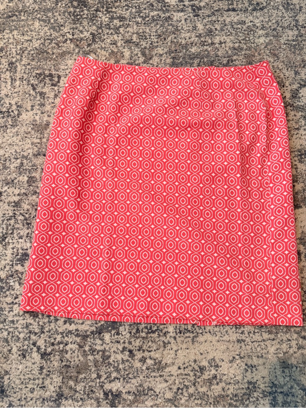 Monroe & Main Women’s 18 Coral & White Geometric Knee Pencil Skirt Zip